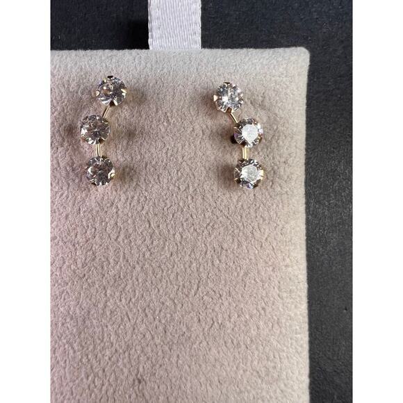 10k Yellow Gold CZ Earrings 2.45ctw - Picture 2 of 14